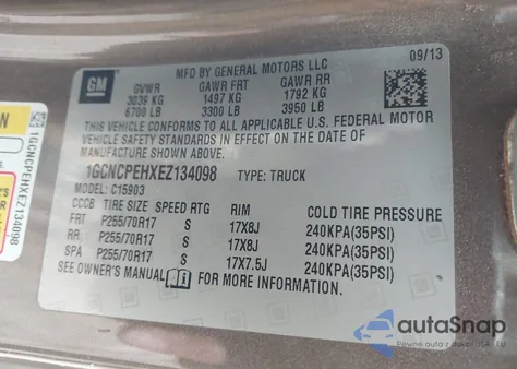 2014 Chevrolet Silverado 1500 Work Truck 1Wt z USA, uszkodzony, nr VIN 1GCNCPEHXEZ134098